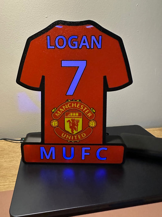 Personalised 3D Printed Football Shirt Lightbox ( Any Team ) LED