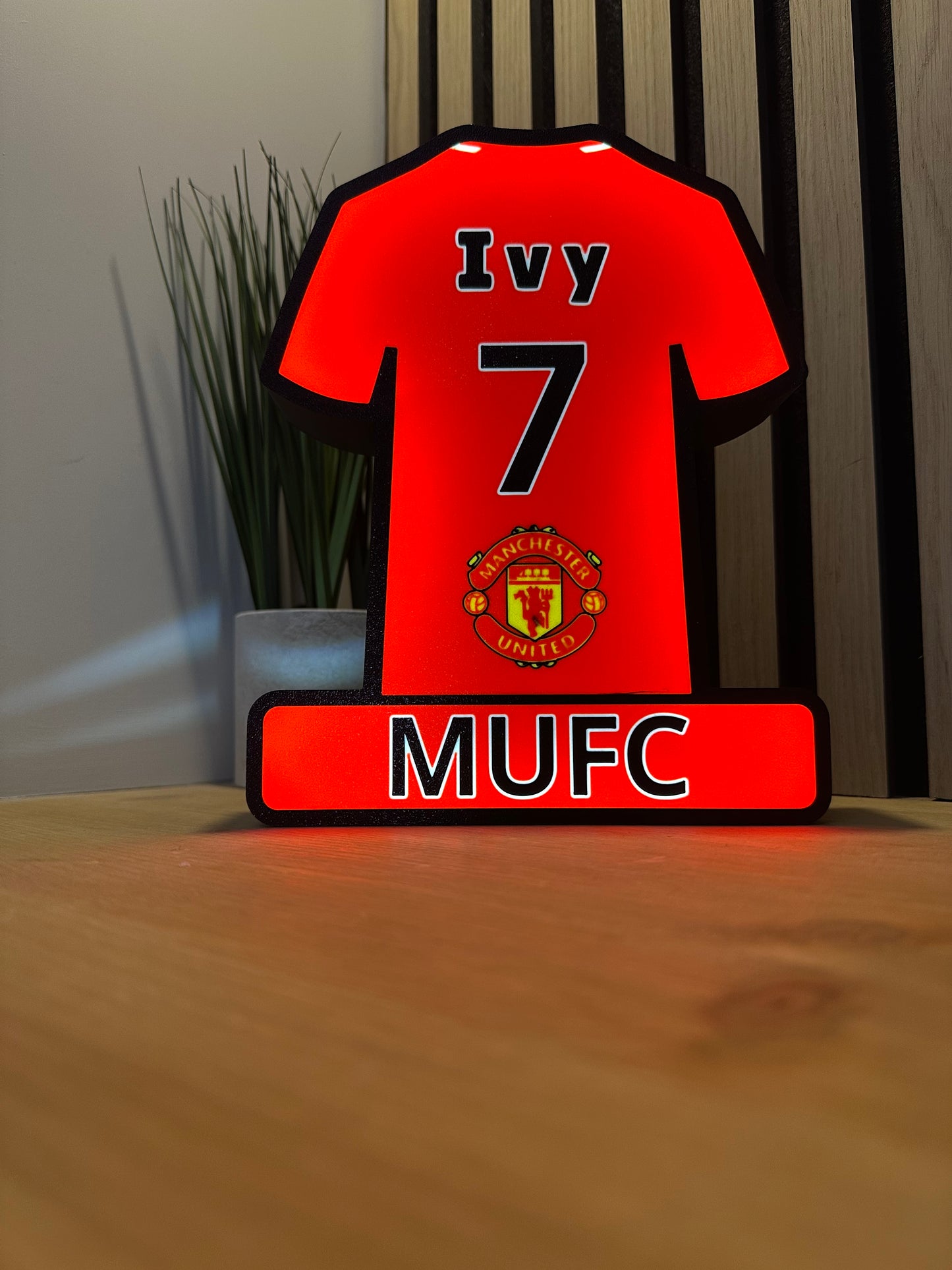 Personalised 3D Printed Football Shirt Lightbox ( Any Team ) LED