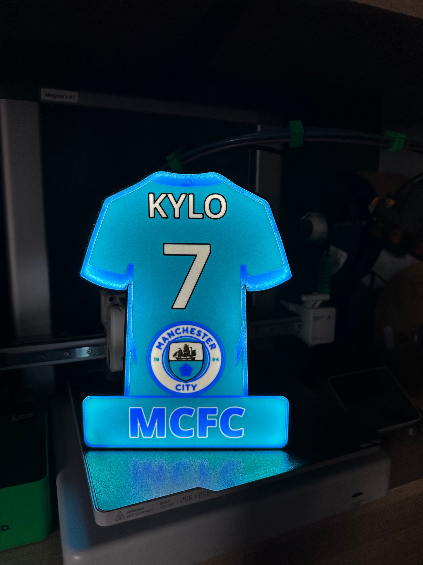 Personalised 3D Printed Football Shirt Lightbox ( Any Team ) LED