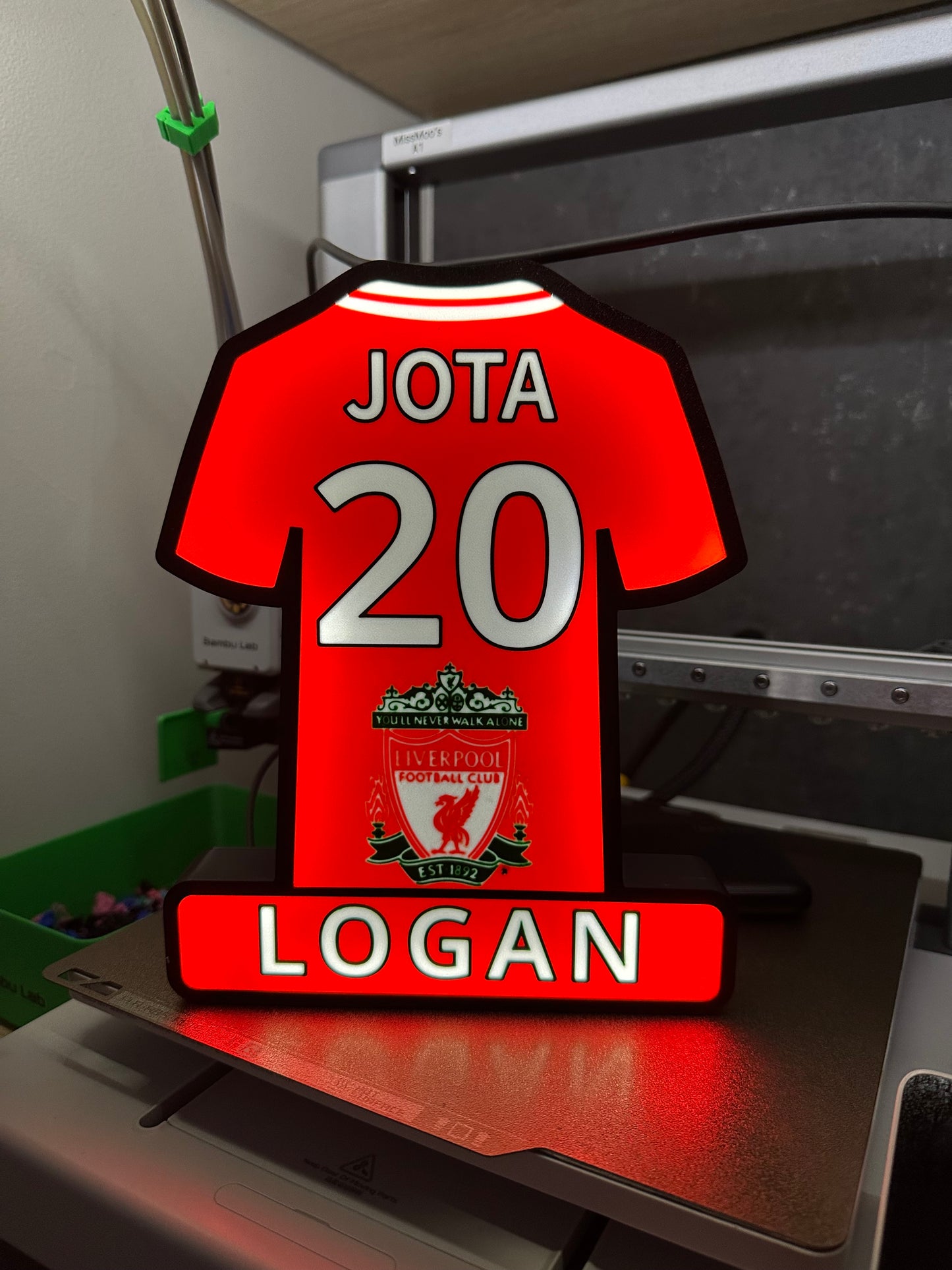 Personalised 3D Printed Football Shirt Lightbox ( Any Team ) LED