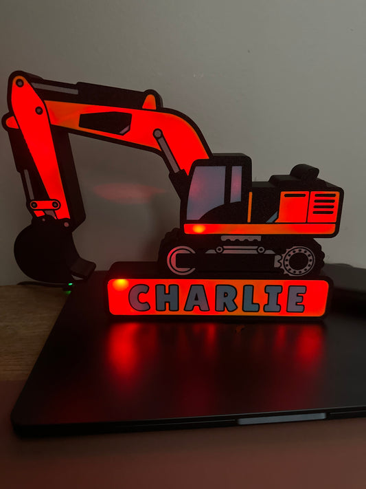 Personalised Digger Lightbox LED USB Powered