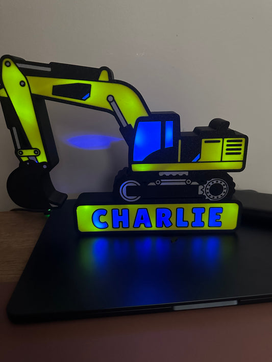 Personalised Digger Lightbox LED USB Powered