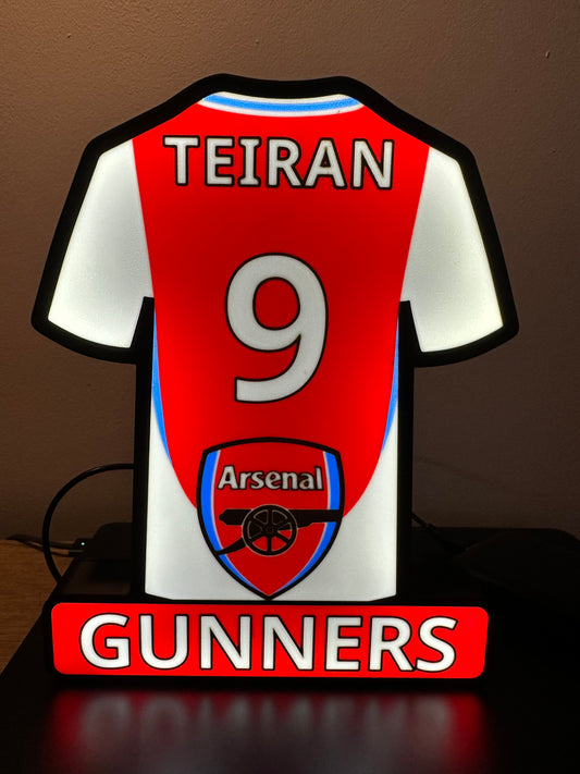 Personalised 3D Printed Football Shirt Lightbox ( Any Team ) LED