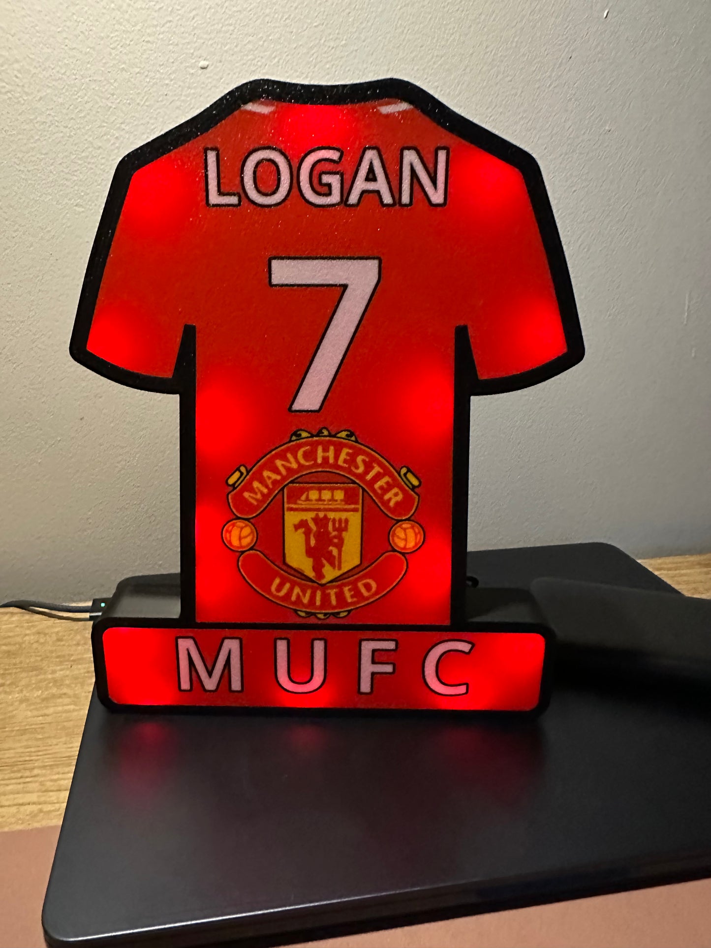 Personalised 3D Printed Football Shirt Lightbox ( Any Team ) LED